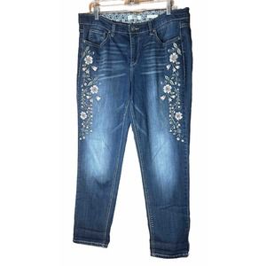 Vintage America Women’s Bestie Blue 36x30 Jeans BOHO Floral jeans, size 12/31